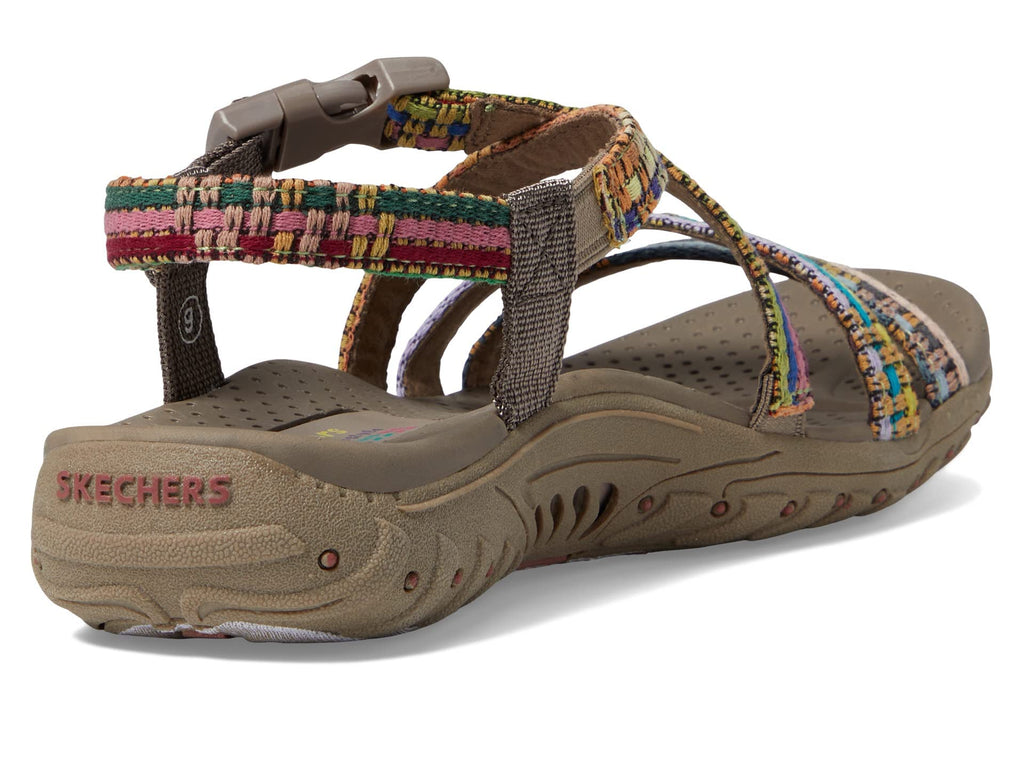 Skechers Women's Reggae-Sew Me-Boho Woven Strappy Slingback Sandal, Taupe Multi, 8