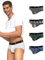 XYXX Mens Underwear Shuffle IntelliSoft Antimicrobial Micro Modal Brief Pack of 5 (Camo Blue & Orange ; Lightning Bolt ; Camo M