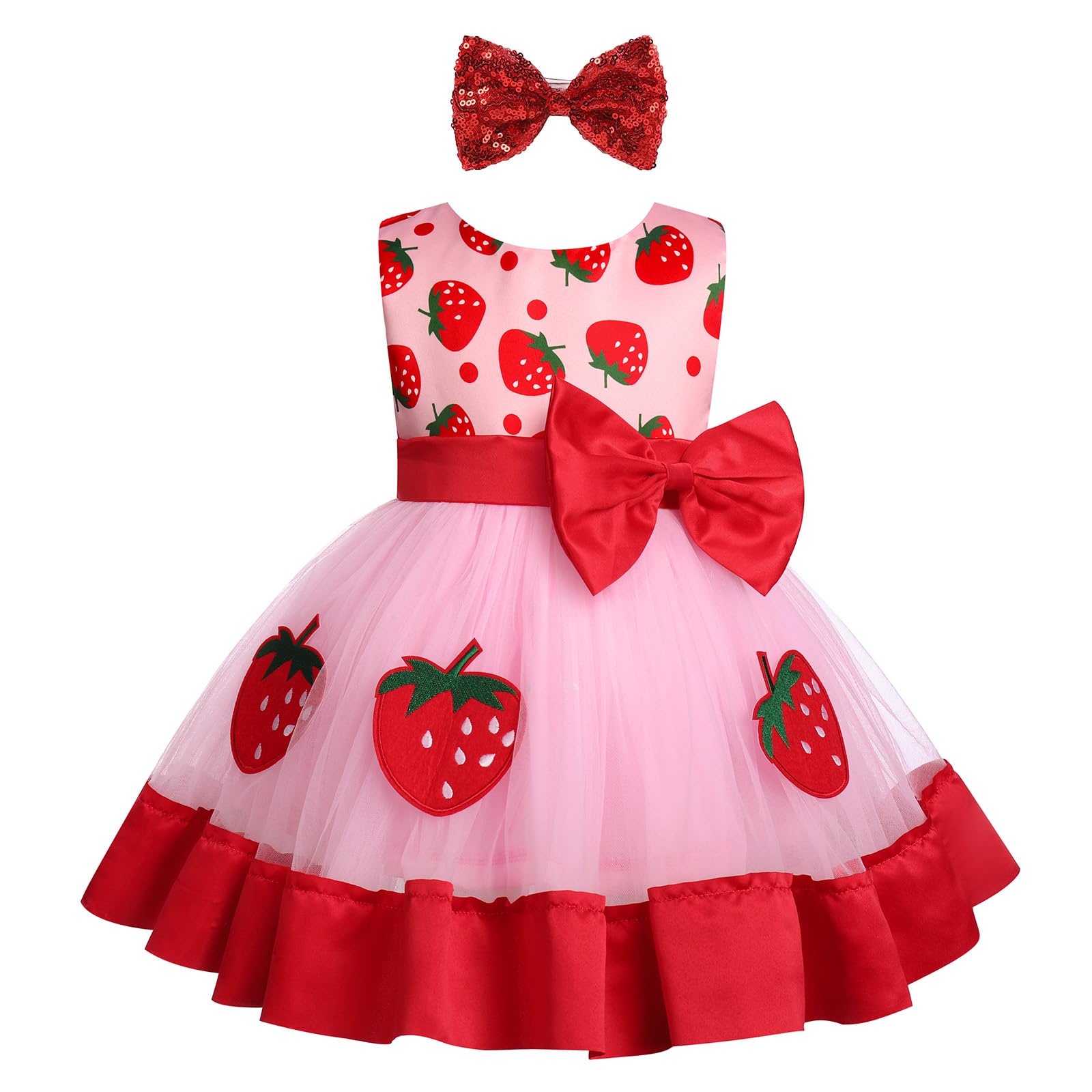 Infant Baby Girl First Birthday Dress Cake Smash Outfits Toddler Strawberry Tulle Tutu Halloween Christmas Cosplay Outfits Easte