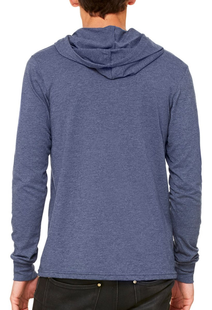 Unisex Jersey Long-Sleeve Hoodie - HEATHER NAVY - XS(D0102H7WFPX)