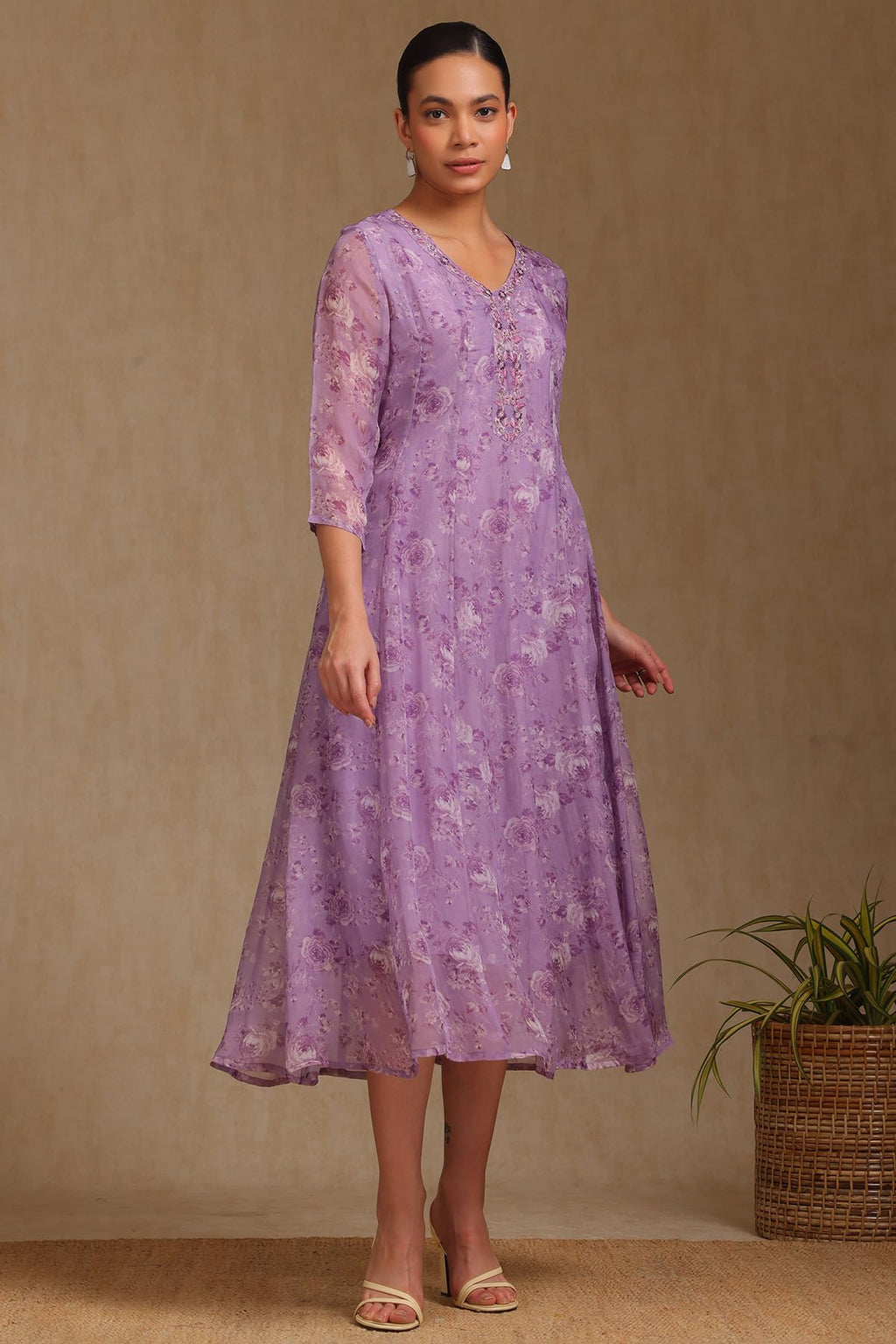 Soch Womens Organza Midi Dress (CWS5KU61342_Purple