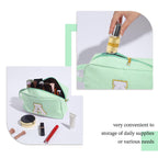 YOOLIFE Initial Makeup Bag - Personalized Monogram Cute Green Makeup Bag Cosmetic Travel Toiletry Pouch Make Up Case for Women M