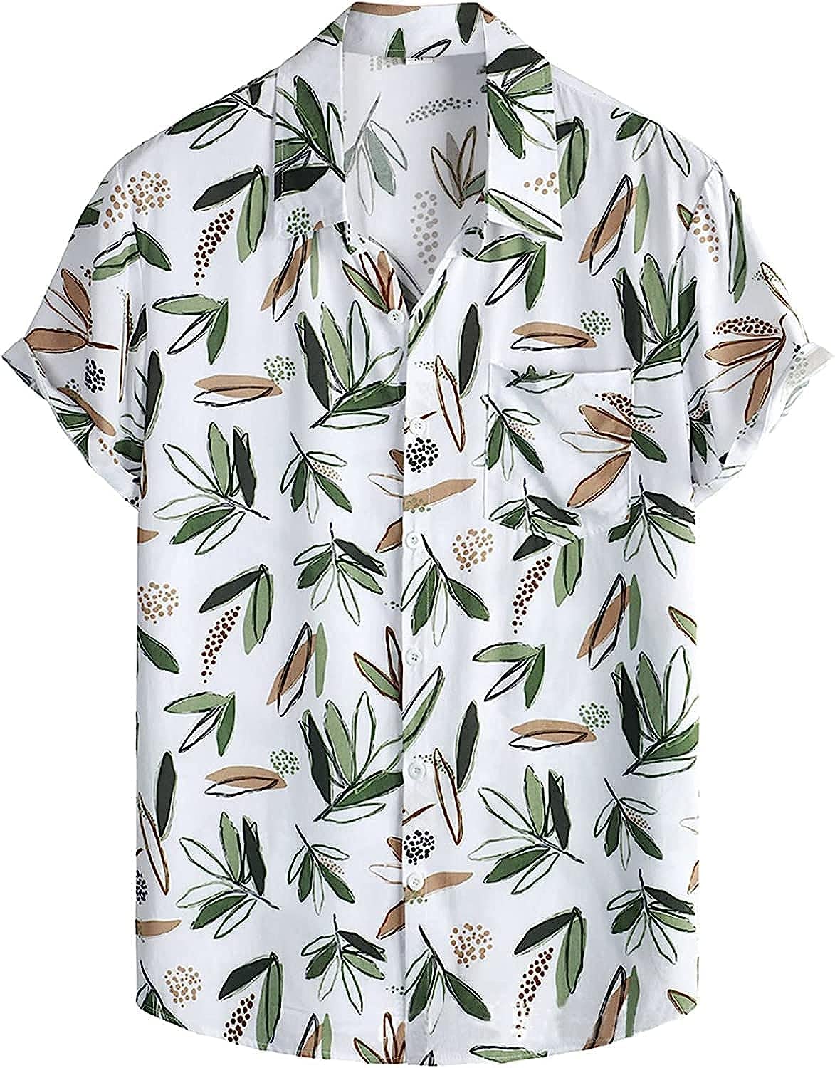 Leriya Fashion Shirt for Men | Tropical Leaf Printed Rayon Shirts for Men | Preppy Short Sleeves | Spread Collared Neck | Perfec