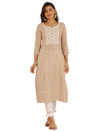 Libas WomenS Cotton Stripes Regular Kurtas (98261 Beige