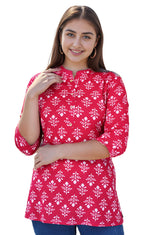 Jikonet Womens Regular Straight Short Kurti/Kurta - 516, (X-Large, Pink)
