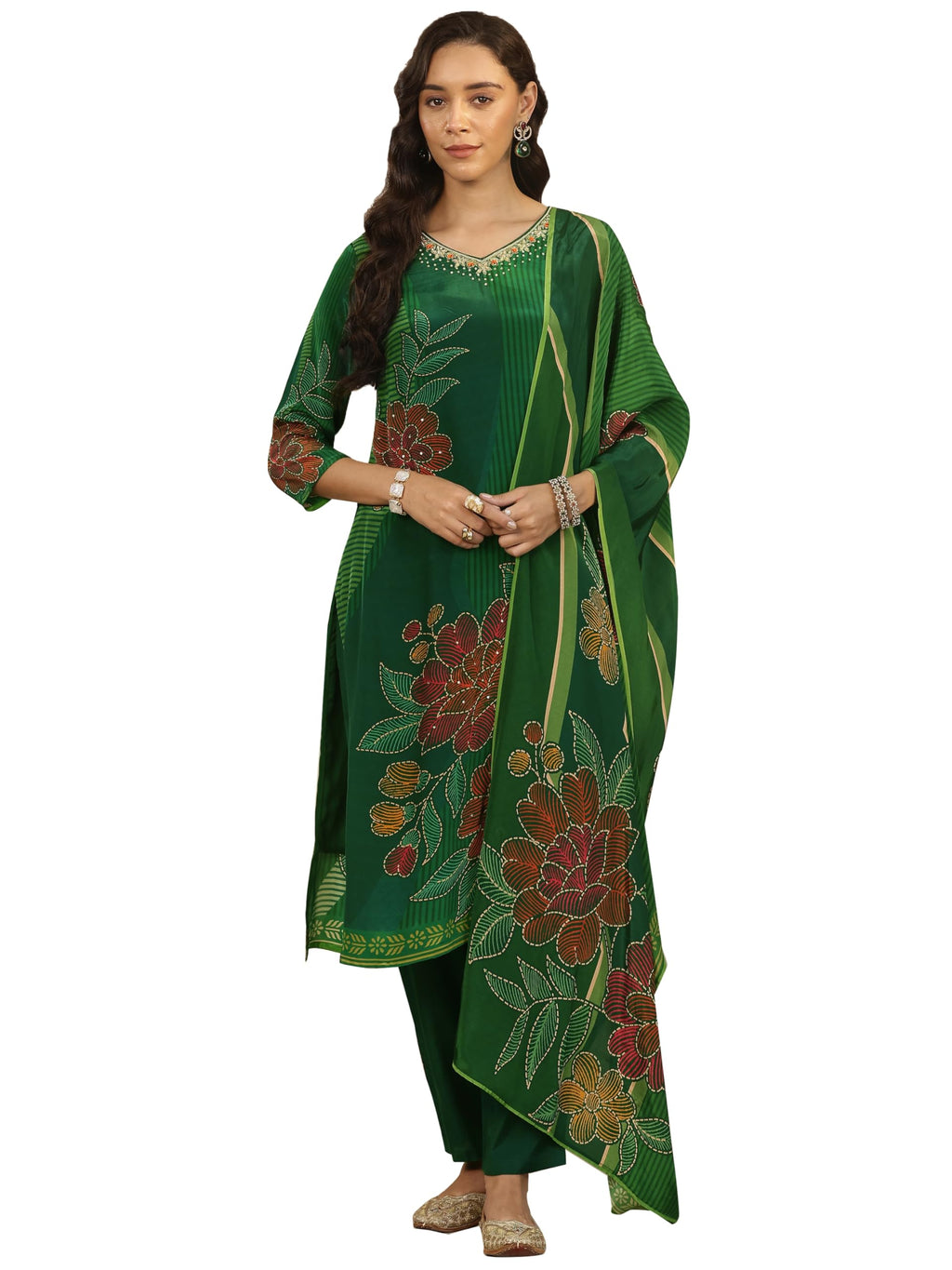 Libas Floral Crepe Straight Kurta Set for Women (95051S)