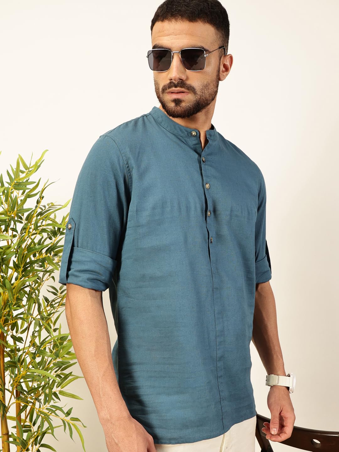 Thomas Scott Mens Linen Solid Kurta Shirt (Ts1529)