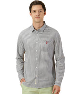 Thomas Scott Stripes Long Sleeve Casual Shirt with Spread Coller Shirts for Mens Navy
