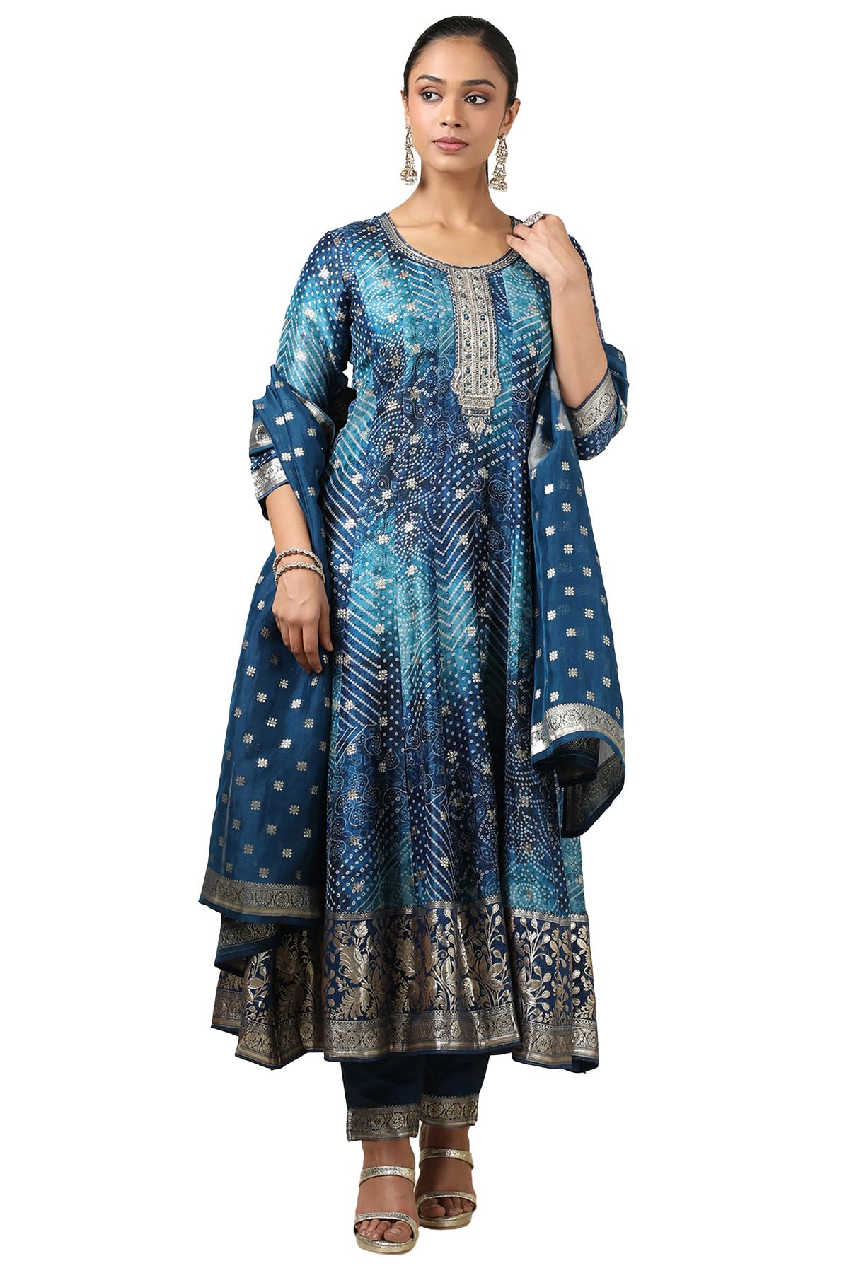 Soch Women Brocade Bandhani Chudidar Set with Zari