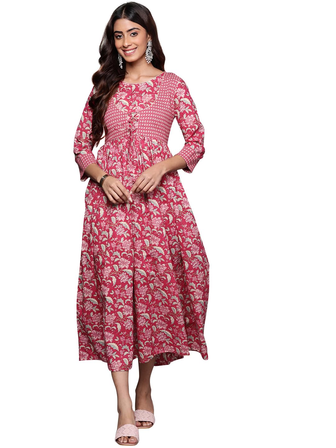 Libas WomenS Cotton Maxi Dress (58128_Pink