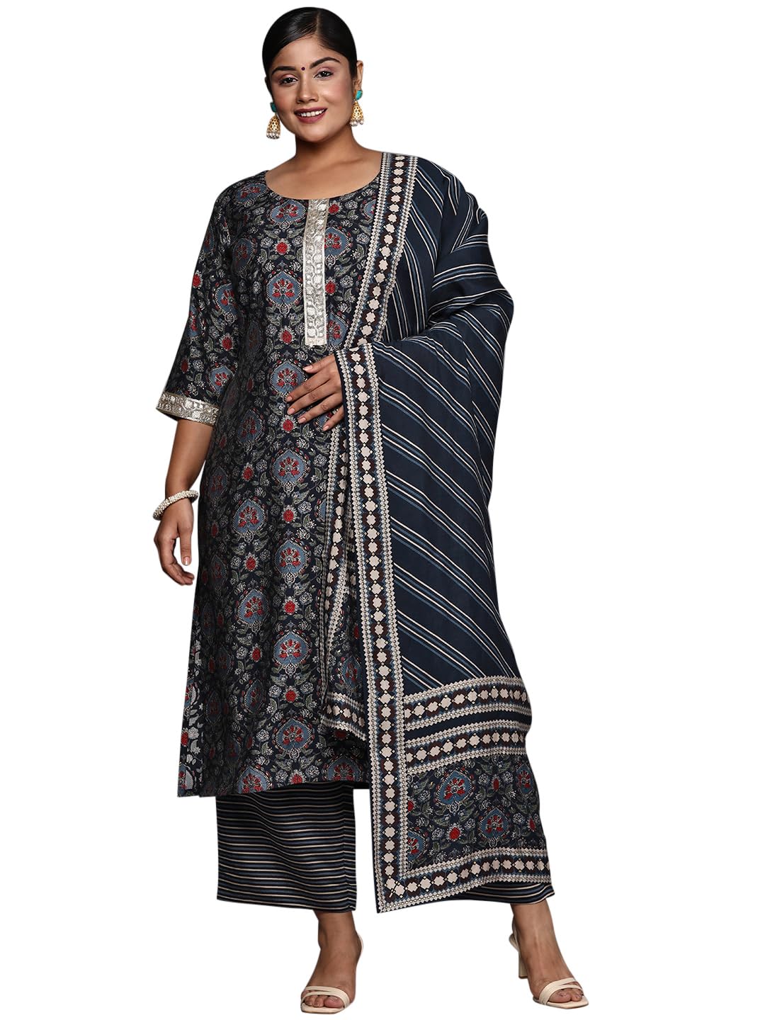 Libas Extra Love WomenS Silk Blend Straight Kurta Set (15389_Blue_5Xl)