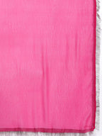 Varanga Women Fuchsia Leheriya Print V-Neck With Lace Detail A Line Kurta With Bottom And Dupatta.