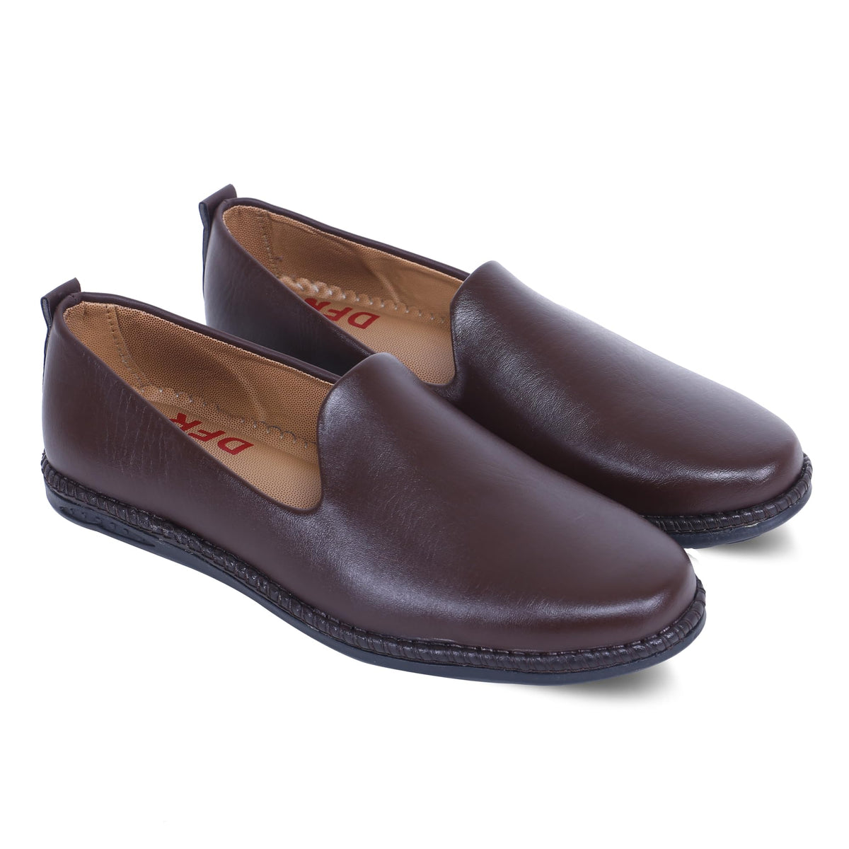 DFR Loafer Shoe for Casual Formal Traditional Juti for Men, Brown, UK Size 7 7