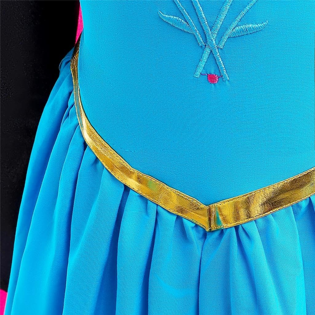 Dressy Daisy Little Girls Ice Princess Snow Queen Coronation Dress Up Costume with Cape Halloween Christmas Party Outfit Size 8-