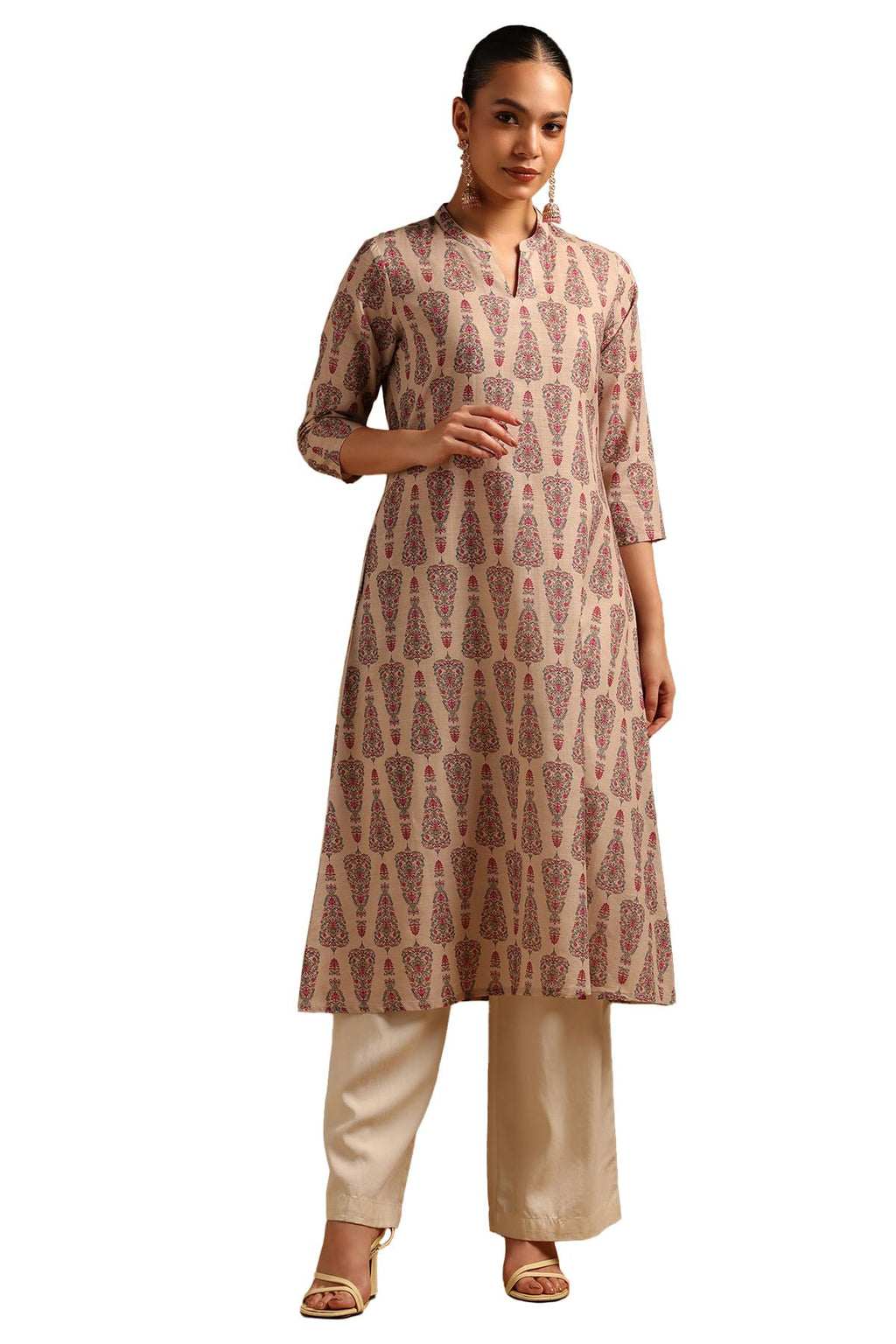 Soch Women Cotton Linen Ethnic Motifs Kurta