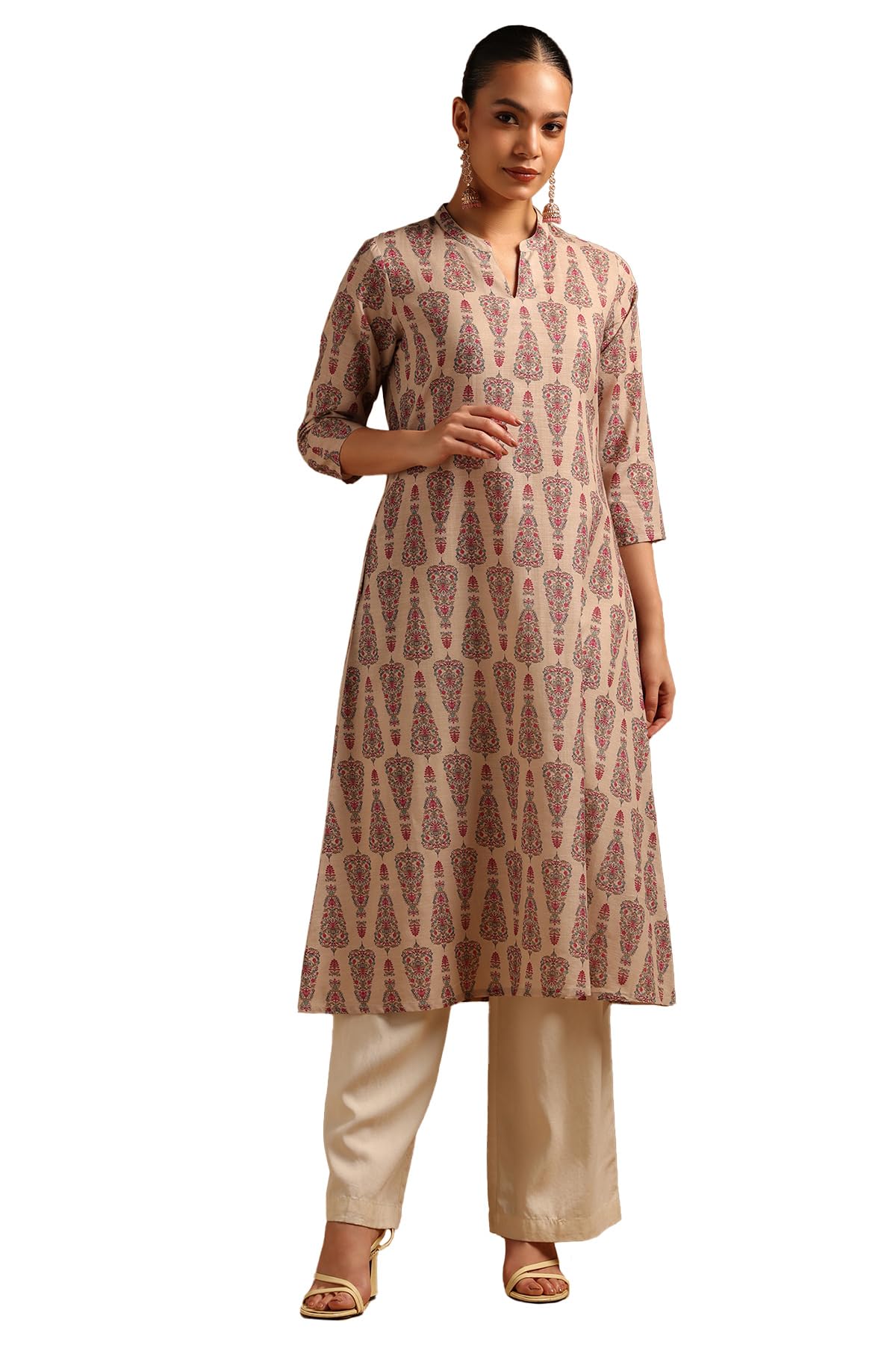 Soch Women Cotton Linen Ethnic Motifs Kurta