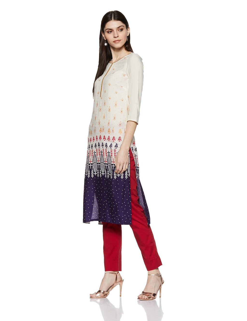 Aurelia Women'S Straight Kurta (18Aua10180-100238_Offwhite_Medium)