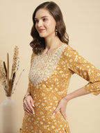 rangita Cotton Embroidered Straight Kurta with Pant and Dupatta