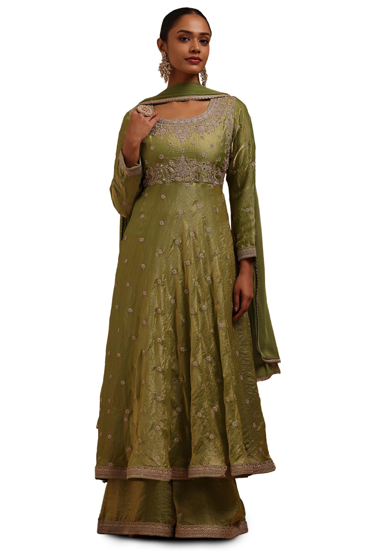 Soch Women Fendi Embroidered Suit Set with Mirror and Pearl