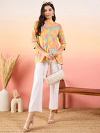 Modeve Women Multicolor Banded Collar Top