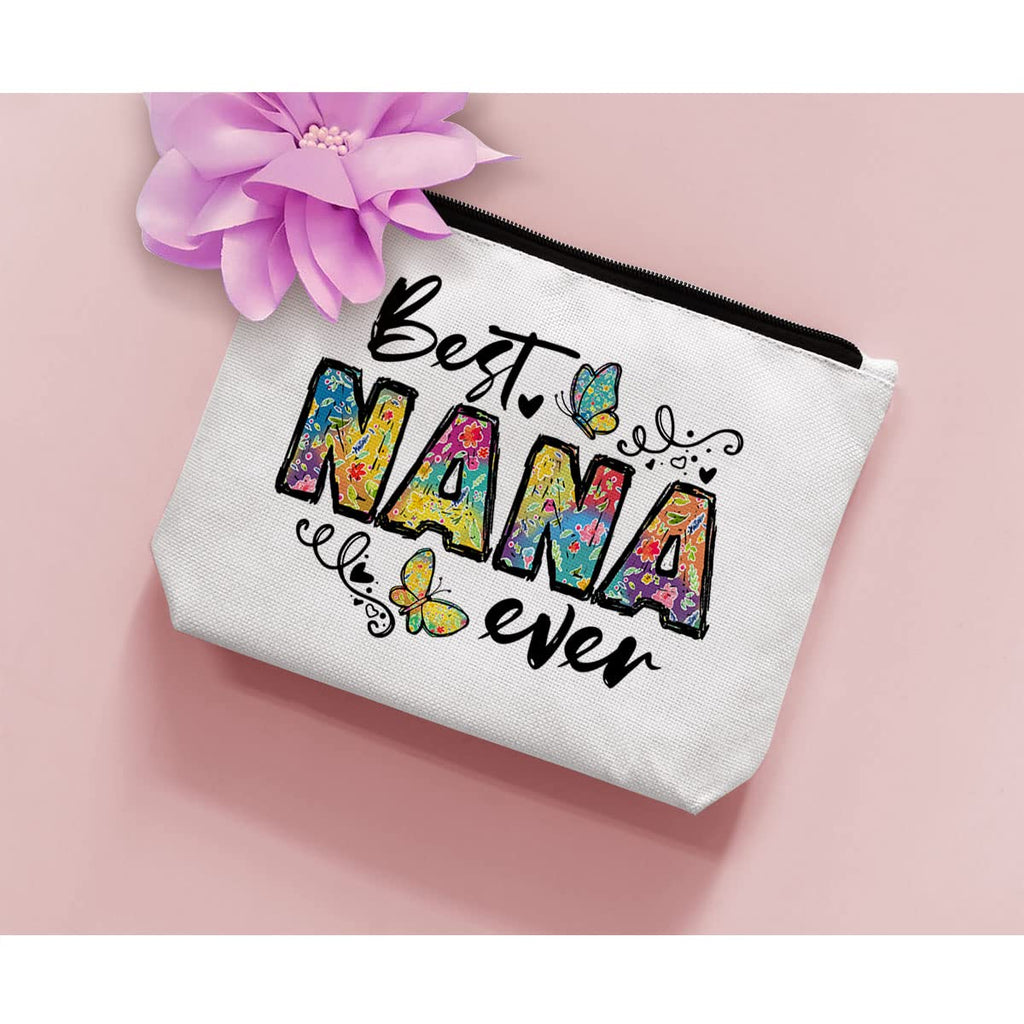 BiuNiuring Grandma Gift, Best Nana Ever Gift, Mother's Day Gift for Nana Mom Mother Grandmother, Makeup Bag