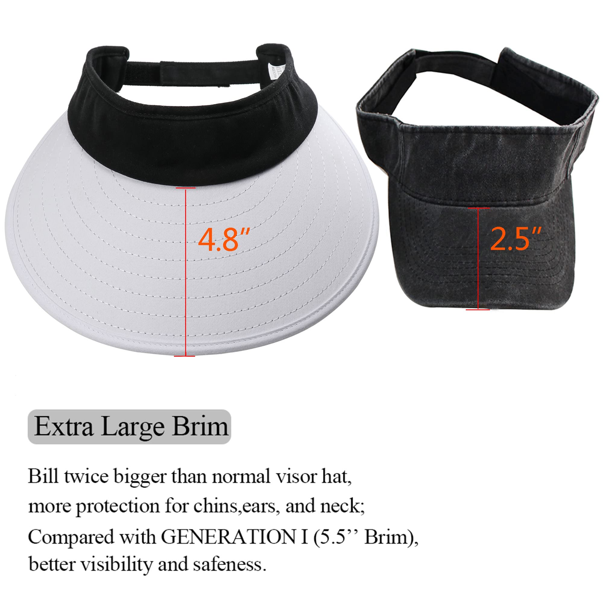 Sun Visor Hats Women Large Brim Summer UV Protection Beach Cap White