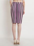 POPWINGS Casual Lavender Stripes Printed Pencil Solid Women Skirt for Womens | Women Skirt | Women Stylish Skirt | Skirts for Wo