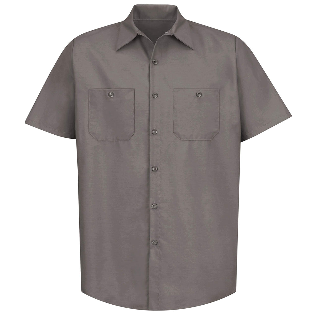 Red Kap Mens Standard Industrial Work Shirt, Regular Fit, Short Sleeve, grey, 4X-Large