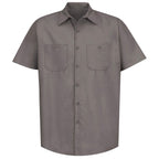 Red Kap Mens Standard Industrial Work Shirt, Regular Fit, Short Sleeve, grey, 4X-Large