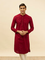 Manyavar Mens Cotton Blend Embroidered Kurta Pyjama Set