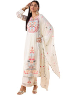 Fashion Basket WomenS Green Georgette Kurta Set With Dupatta