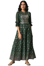 Aurelia Pink Foil Pattern Cotton Anarkali Kurta with Sequins