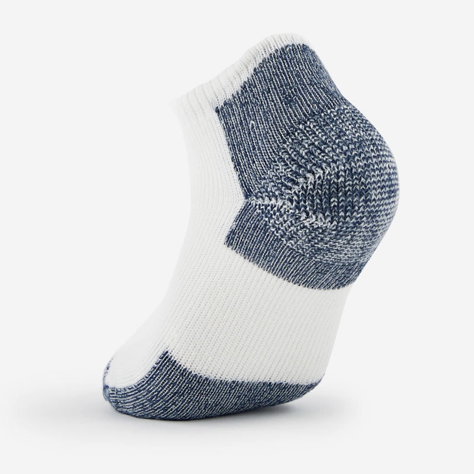 Thorlos Unisex Thick Padded Running Low Cut Sock- White Navy- Large