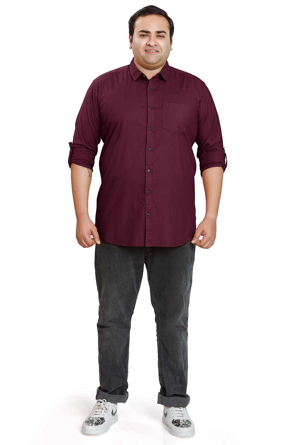 BE ACTIVE Mens Casual 100% Cotton Solid Plus Size Shirt || Plus Size Shirts for Men || Casual Plus Size Shirt || Casual Wear Sh