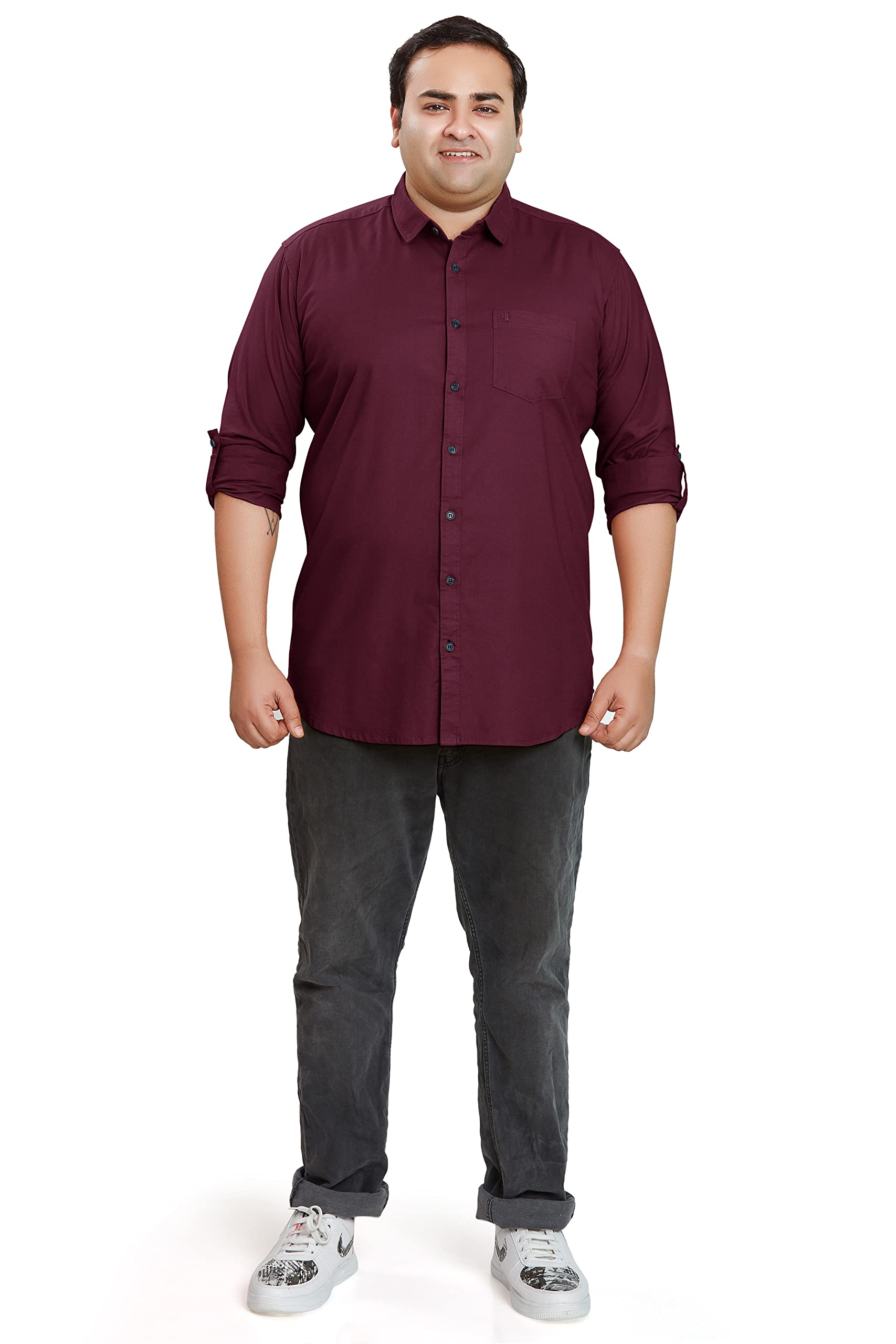 BE ACTIVE Mens Casual 100% Cotton Solid Plus Size Shirt || Plus Size Shirts for Men || Casual Plus Size Shirt || Casual Wear Sh