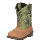 KidS Hopalong Brown Distress/Green Crackle Leather Cowboy Kids Boot-like New