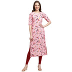 Pinkmint Womens Crepe Baby Pink Color Floral Printed Straight Kurti(MD-530339_L)