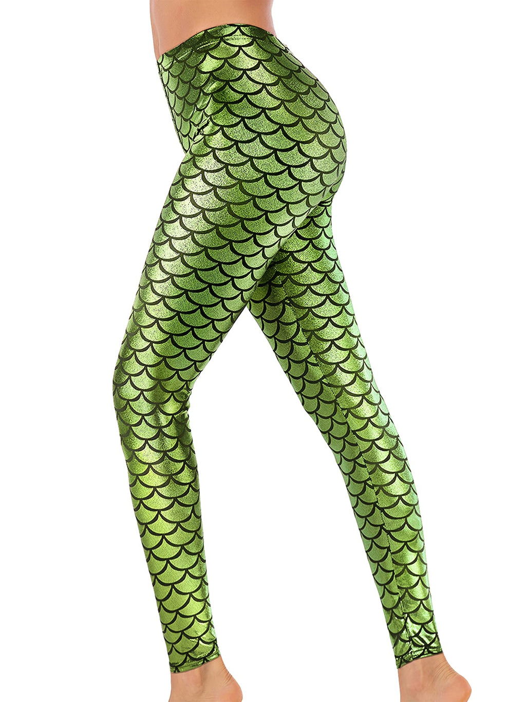 Alaroo christmas Mermaid Print Scale Leggings Party costume Light green L