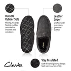 Clarks Mens Slippers Suede Venetian Moccasin Indoor & Outdoor Warm and Cozy House Slippers for Men (8 M US, Grey)