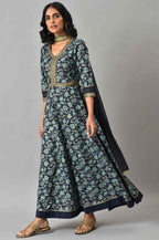 Aurelia Womens Rayon A-Line Ankle Length Dress (23AUAS13516-505448_Darkest Blue