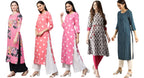 Anni Designer Women'S Crepe Straight Printed Kurta Pack Of 5 (Crepe-Combo-Nw_010)