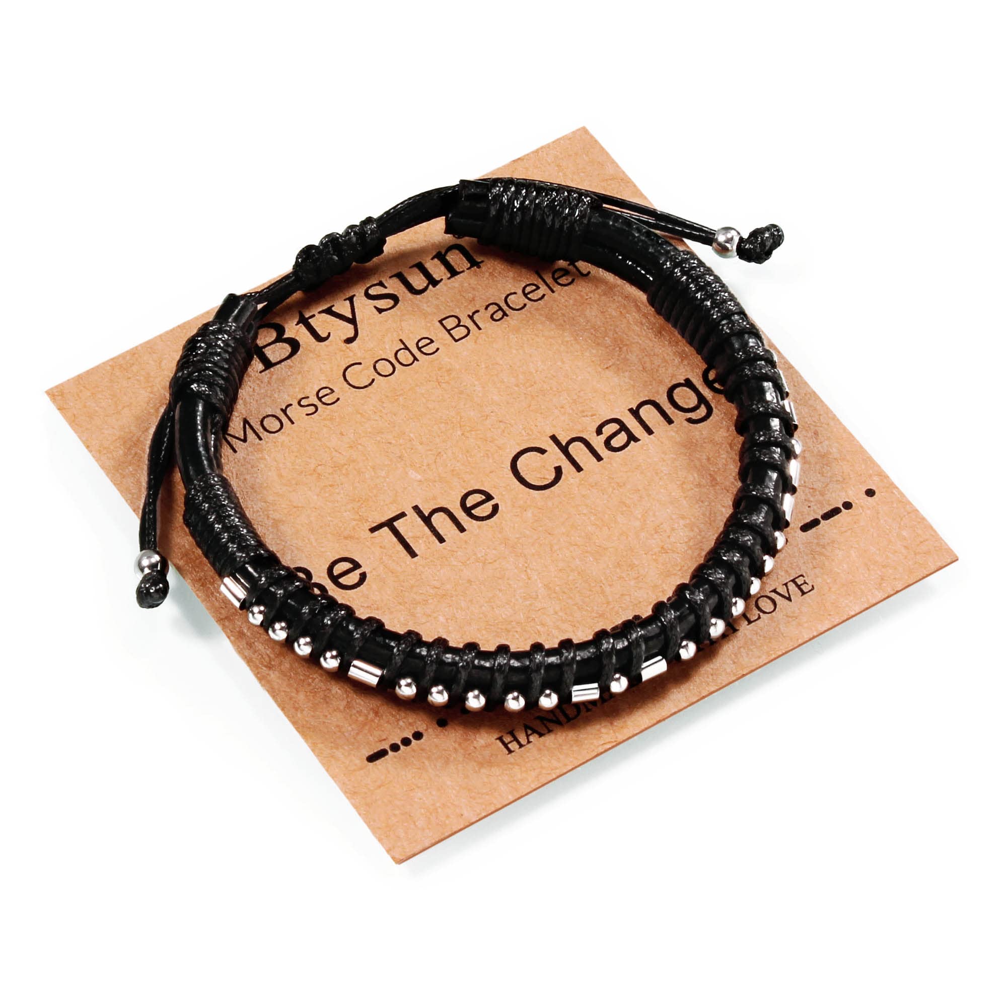Btysun Graduation Gifts for Him 2024 Men Gifts Idea College High School Morse Code Bracelets for Men Handmade Braided Inspiratio