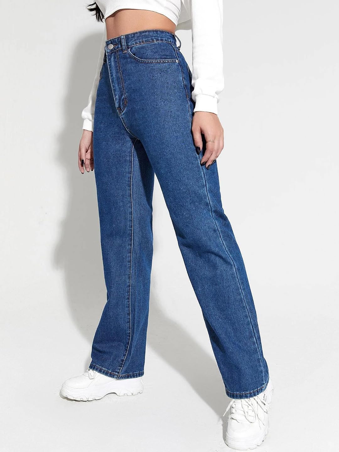 Kotty WomenS High Rise Solid Regular Jeans Denim Blue