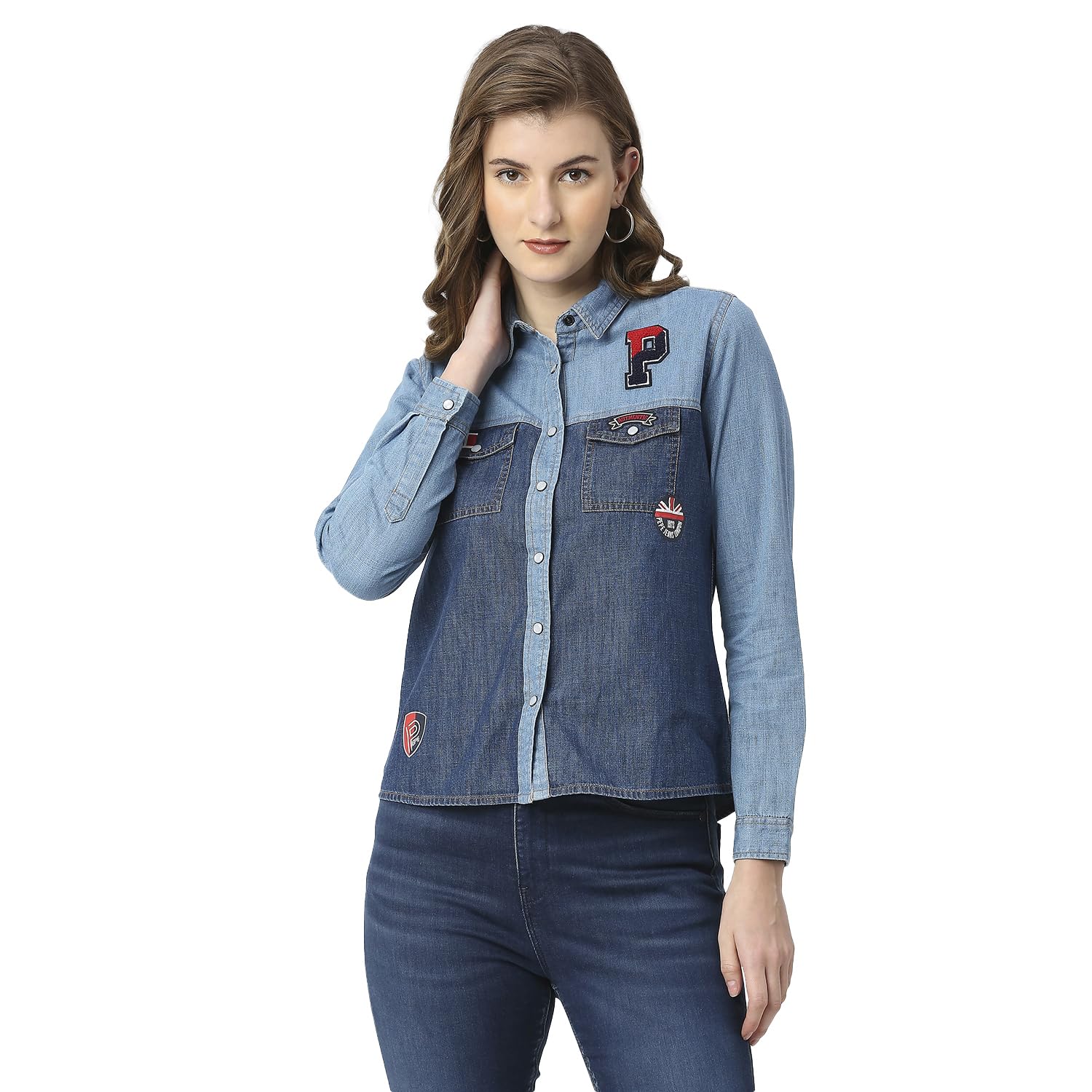 Pepe Jeans WomenS Regular Fit Colour Block Shirts
