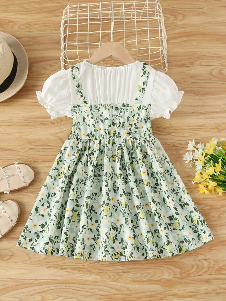 TAGAS Baby Girls Rayon A-Line Knee-Length Dress | Girls Dress Green