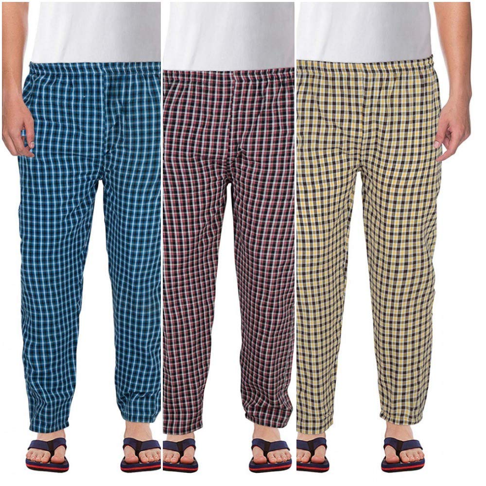 Digital Shopee Men'S Cotton Checkered Casual Formal Pajama Lower Lounge Bottom Wear Sleepwear Sportswear Trousers Multicolored P
