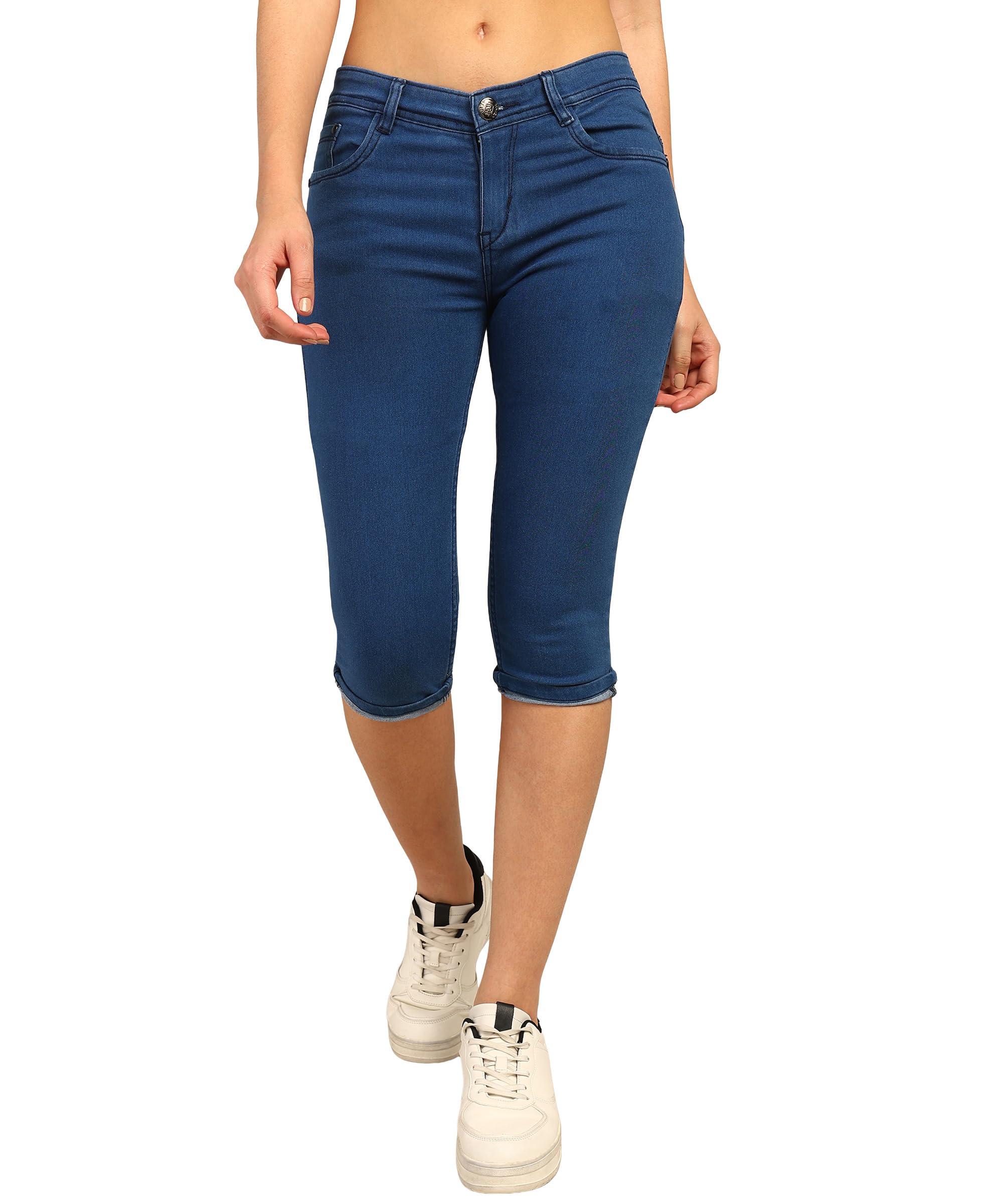 Nifty Womens Denim Stretchable Slim Fit Capris (CPRI_PLN_BTA_34_Bata_34)
