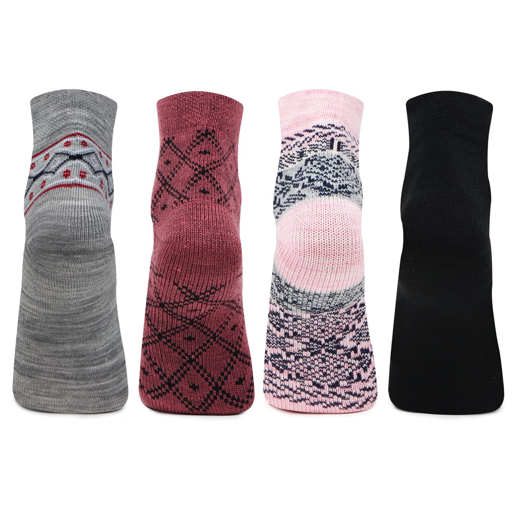 Bonjour Ankle Length Woolen Thumb Socks For Women- Pack of 4