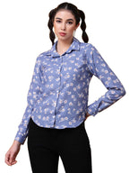 OOMPH! Shirts for Women, Floral Printed, Blue