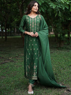 Libas Womens Silk Blend Kurta Sets (33344O_Green